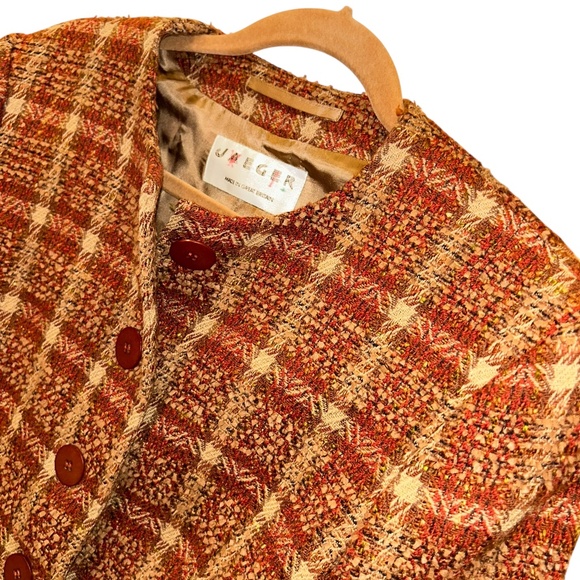 Jaeger UK wool brown rusty plaid jacket 90s Vintage 8 - Picture 4 of 5